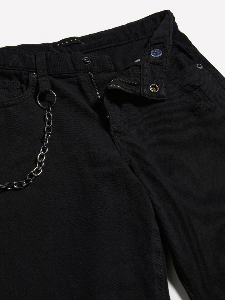 Loose fit black jeans with chain - boy's jeans - Black | Sisley Young image number 3